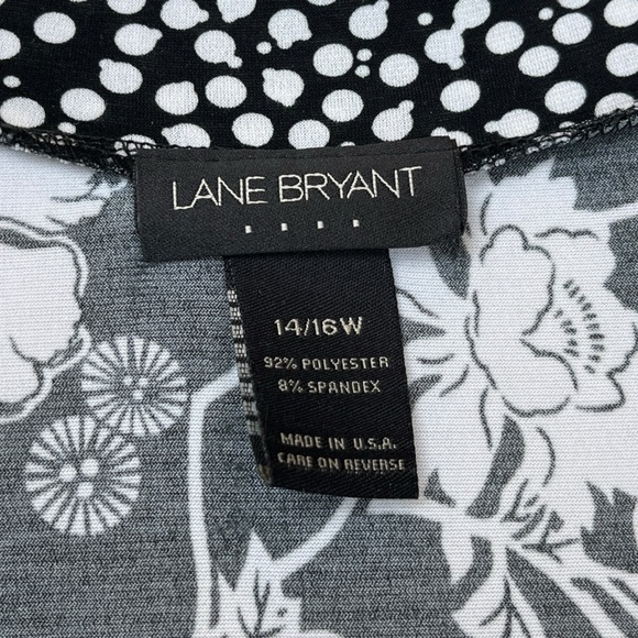 Lane Bryant Vintage Black White Floral Short Sleeve Dress Plus Size 14W / 16W - Picture 3 of 3